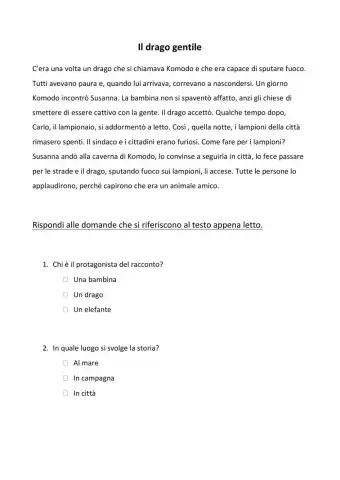 Il drago gentile (comprensione)