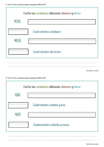 Números del 400 al 500