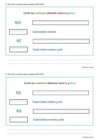 Números del 400 al 500 (II)