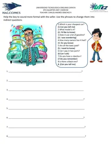 8th indirect questions