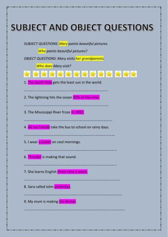 Subject and object questions