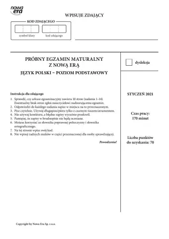 Arkusz język polski styczeń 2021