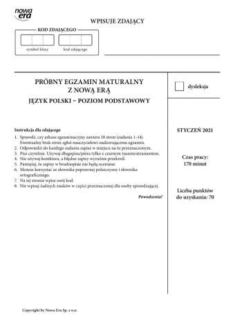 Arkusz język polski styczeń 2021