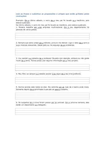 Contração - correção de frases