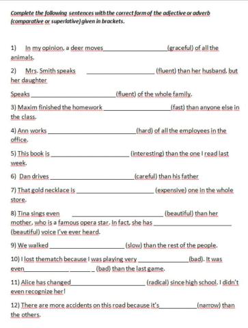 Degrees of comparison – adjectives