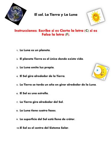 El sol, la tierra y la luna