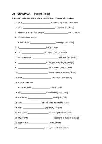 1B Present Simple