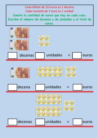 Monedas, decenas y unidades 1