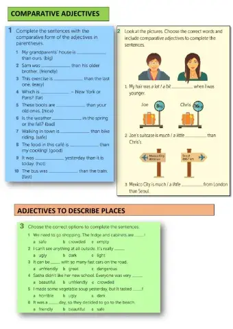 Comparative adjectives-adjectives to describe places