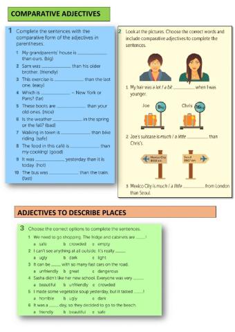 Comparative adjectives-adjectives to describe places
