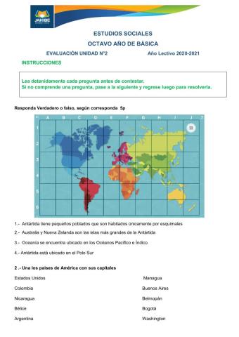 Evaluación Octavo de Básica Unidad 2