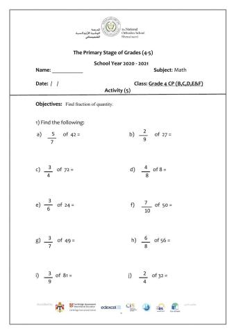 Fraction of quantities