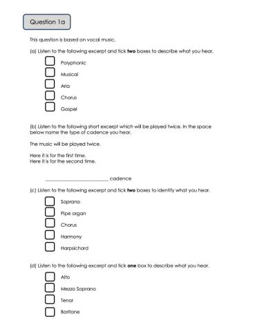 Music - National 5 Practise Q1