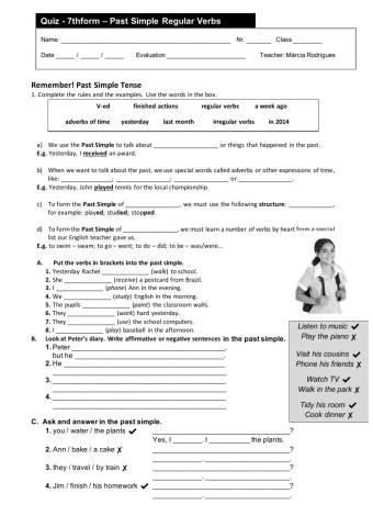 Past Simple regular verbs quiz