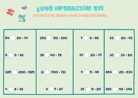 Escribe el signo adecuado