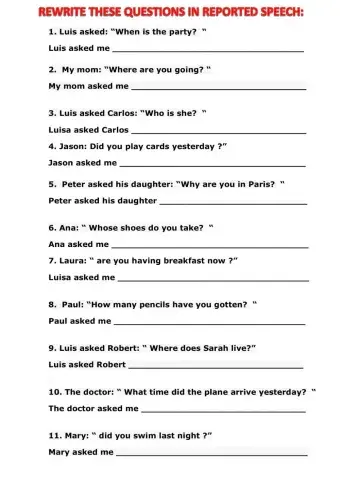 Questions in reported speech