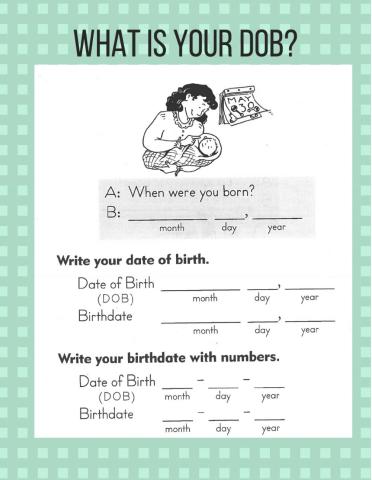 DOB Date of Birth Practice