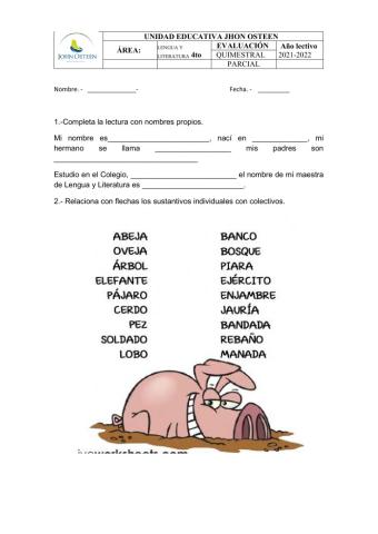 Evaluaciòn Lengua y Literatura 4to Virtual