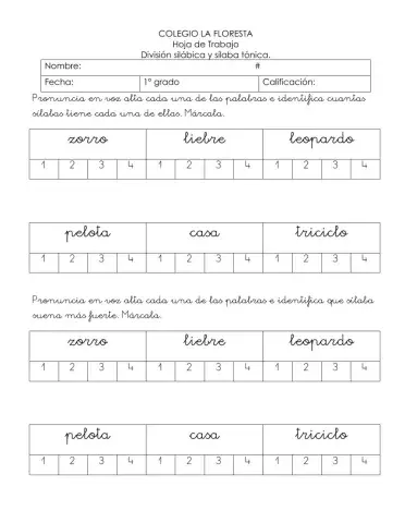 División silábica y sílaba tónica