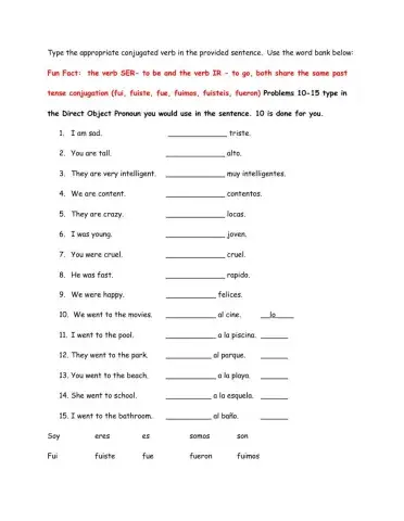 Ser Present - Past Tense