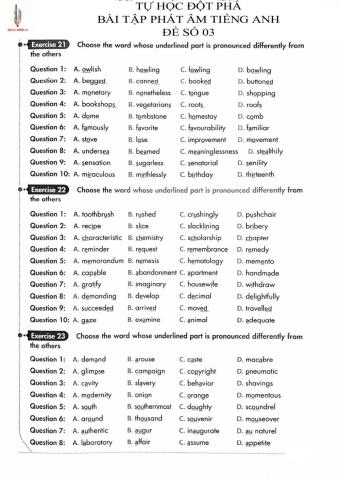 Tự học đột phá - Phát âm Tiếng Anh - Đề 03