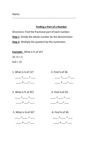 Finding Fractional Parts of a Number