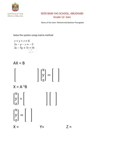 System of linear equation Matrix Method