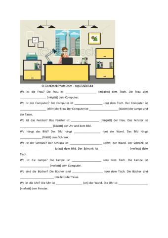 Bildbeschreibung - Frau im Büro
