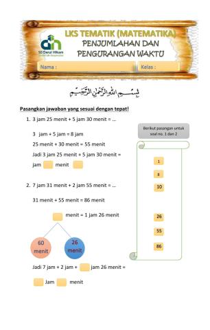 LKS Tematik (Muatan Matematika-Penjumlahan dan Pengurangan Waktu)