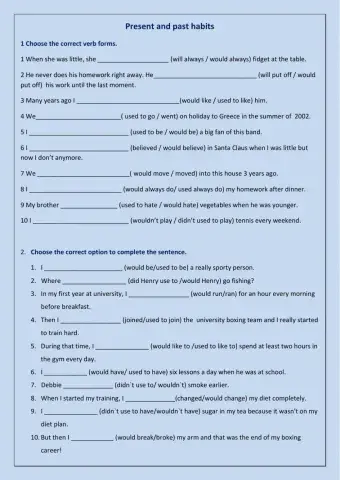 Present and past habits