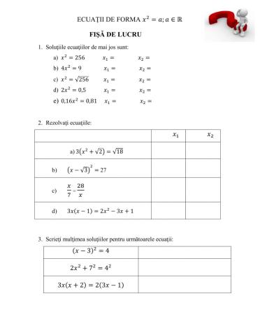 Ecuaţii de formax-2-a-a∈R
