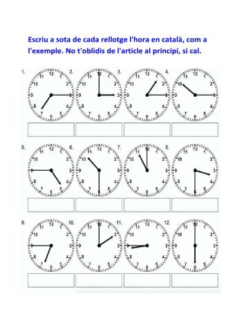 Selecciona l'hora correcta.