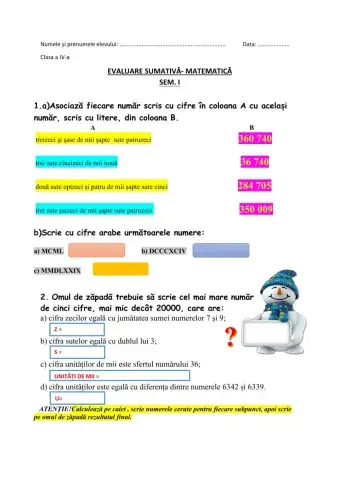 Evaluare sumativă sem I