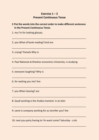 Exercise 1.2 Present Continuous