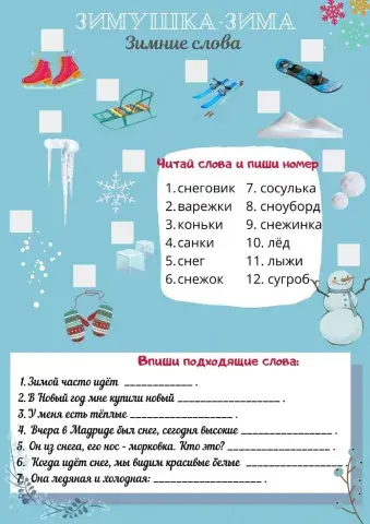 Зима. Зимняя лексика. РКИ