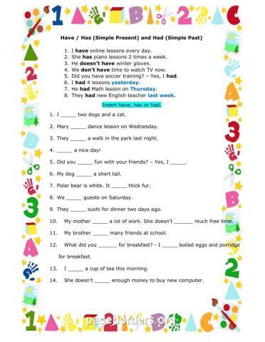 Use of Have, Has, Had