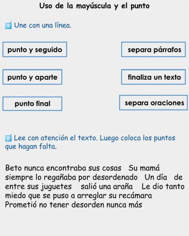 Uso de la mayúscula y el punto.