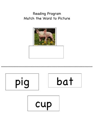 Matching word to picture: PIG