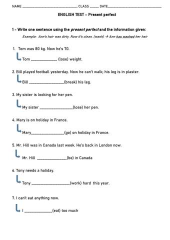 Present perfect vs Past simple TEST-2