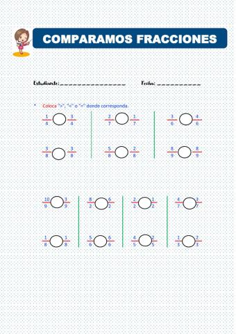 Comparación de fracciones homogéneas