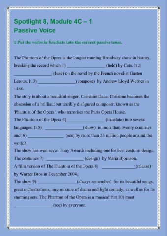 Spotlight 8. Module 4C - 1. Passive voice