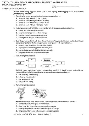 TRYOUT Tingkat Kabupaten I