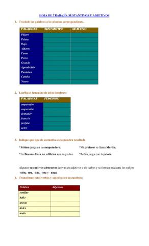 Sustantivos y adjetivos