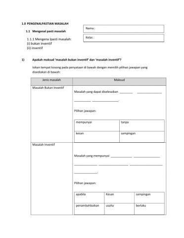 Rbt masalah inventif dan bukan inventif