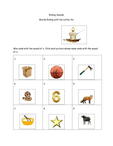 Ending Sound Letter Xx