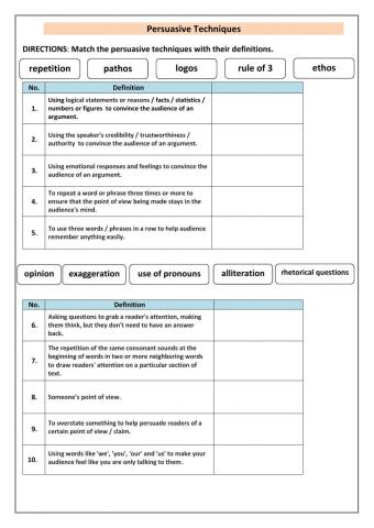 Persuasive Techniques 3 - drop and drag
