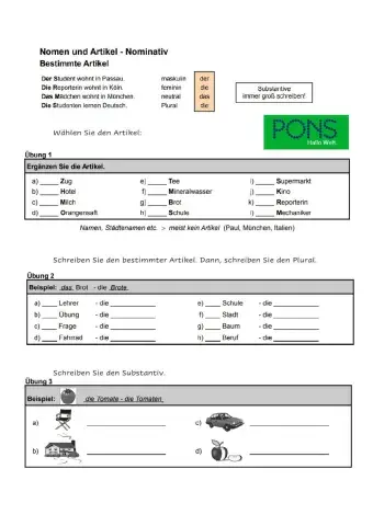 Bestimmte Artikel und Plural