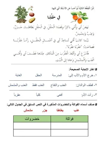 في حقلنا-فهم المقروء