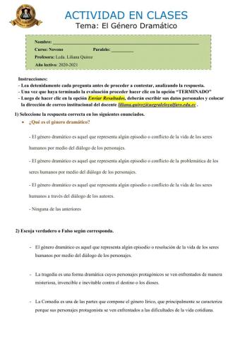 Actividad del Género Dramático 