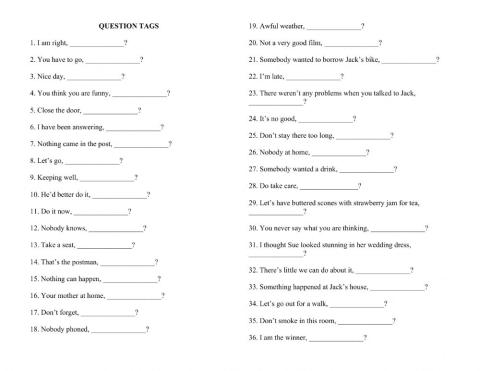 Question Tags - Advanced